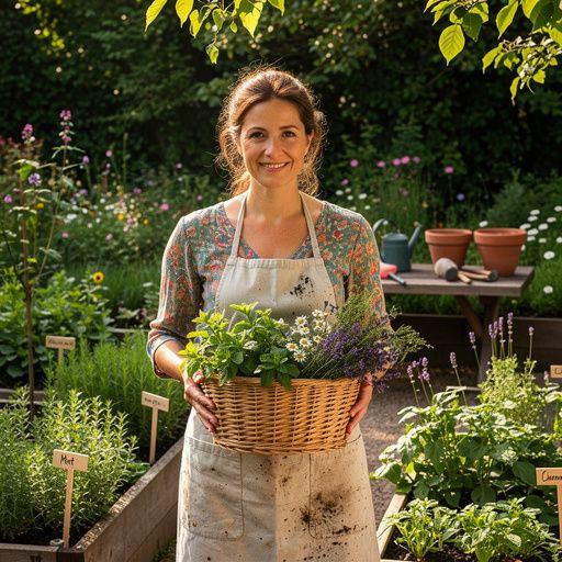 Sušené kvety a bylinky usporiadané v košíku na tradičnej slovenskej obrúske